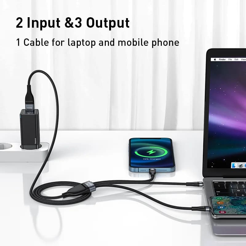 Καλώ Γρήγορης Φόρτισης 3-σε-1 100W με Type-C και Micro USB
