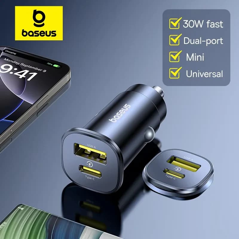 Φορτιστής Αυτοκινήτου Διπλής Θύρας USB-C 30W