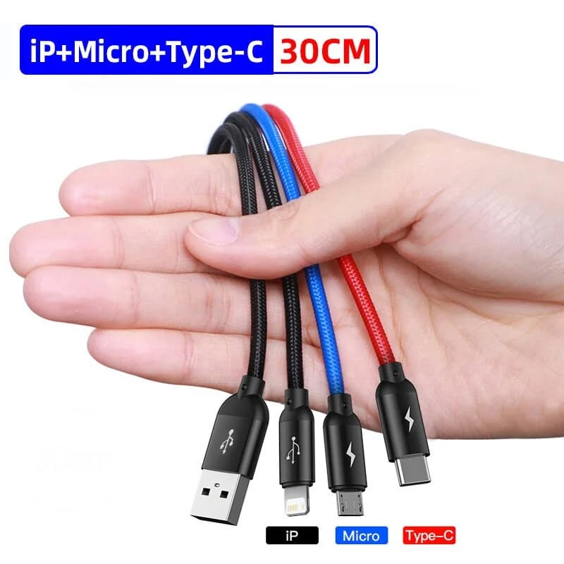 Καλώ Φόρτισης USB 3-σε-1 για Πολλαπλές Συσκευές