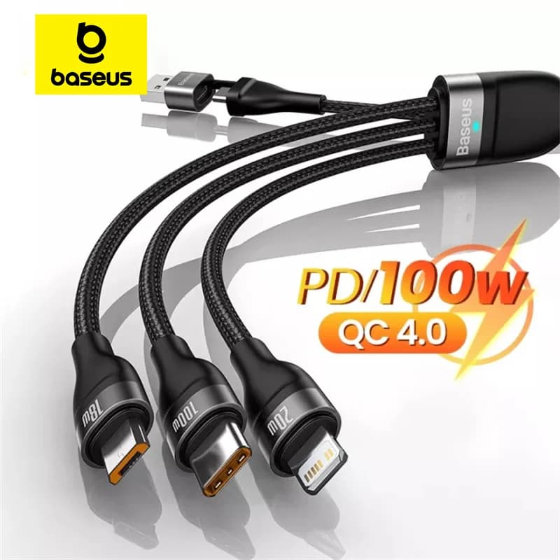 Καλώ Γρήγορης Φόρτισης 3-σε-1 100W με Type-C και Micro USB